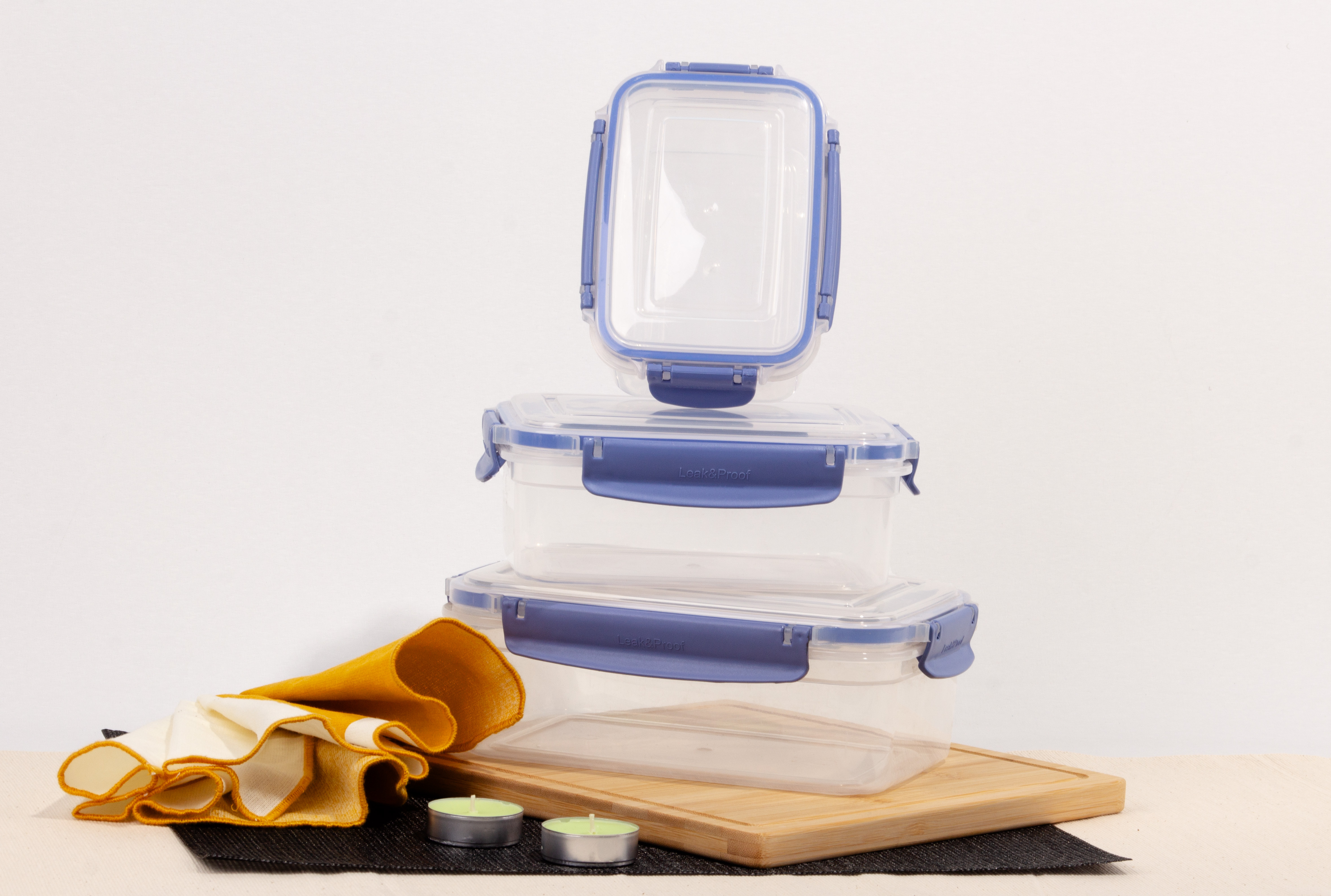 GOLD MEDIUM LEAKPROOF RECTANGLE STORAGE BOX SET OF 3 
