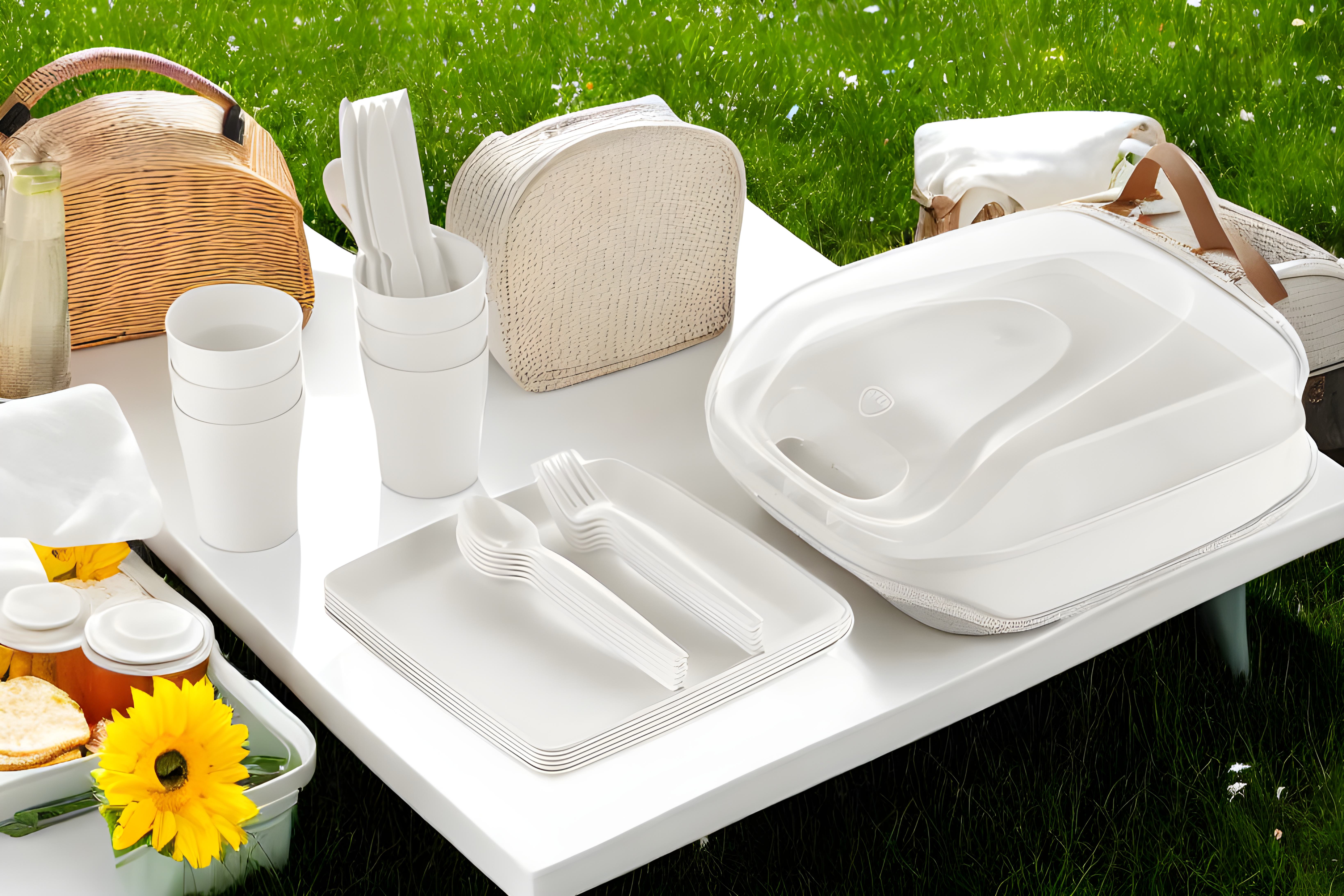 Elit picnic set made of plastic with 32 pieces, combines style with functionality for delightful picnicking experiences. Complete with forks, knives, spoons, plates, and cups, it ensures convenience while enduring long-term use.